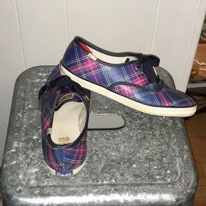 Keds Plaid Sneakers in Navy, Pink, and White